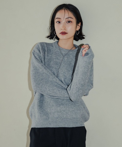 Ampirula(アンピルーラ)の「カラーニットプルオーバー(ニット/セーター・レディース・ホワイト/ブラック/グレー/イエロー/オレンジ/グリーン/ベビーピンク・FREE)」の15枚目の写真