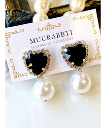 【MUURABBTI】ハートビジューのパールピアス(MA)