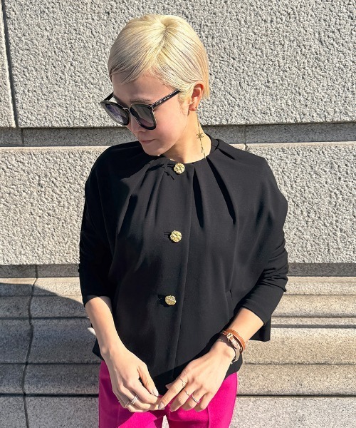 JENNE(ジェンヌ)の「リラックスカットソーポンチョ(ポンチョ・レディース・ブラック/ホワイト・SMALL/MEDIUM/LARGE)」の1枚目の写真
