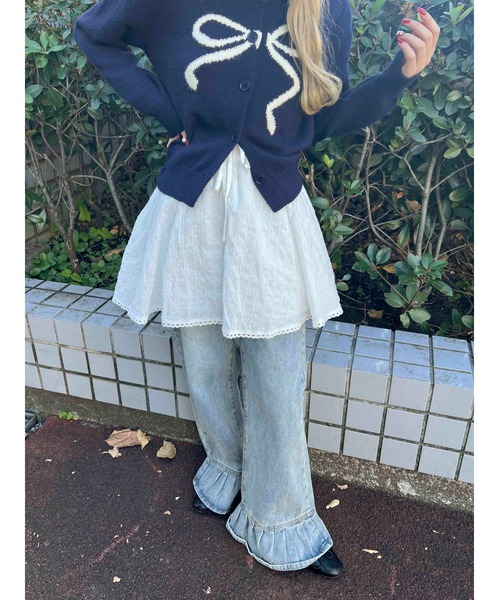 WC（ダブル シー）の「コットンレースフリルスカート（スカート・レディース・レッド/ホワイト・FREE）」の5枚目の写真