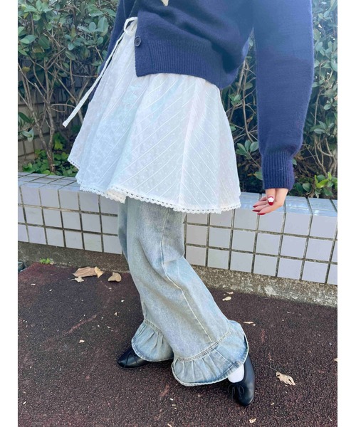 WC（ダブル シー）の「コットンレースフリルスカート（スカート・レディース・レッド/ホワイト・FREE）」の3枚目の写真