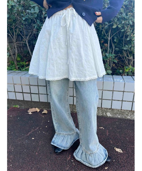 WC（ダブル シー）の「コットンレースフリルスカート（スカート・レディース・レッド/ホワイト・FREE）」の4枚目の写真