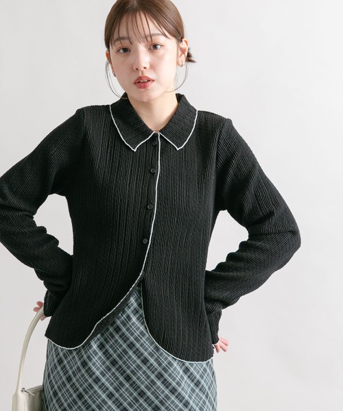 KBF(ケイビーエフ)の「カットジャガードシャツ(シャツ/ブラウス・レディース・グリーン系その他/アイボリー/ブラック・ONE)」の11枚目の写真
