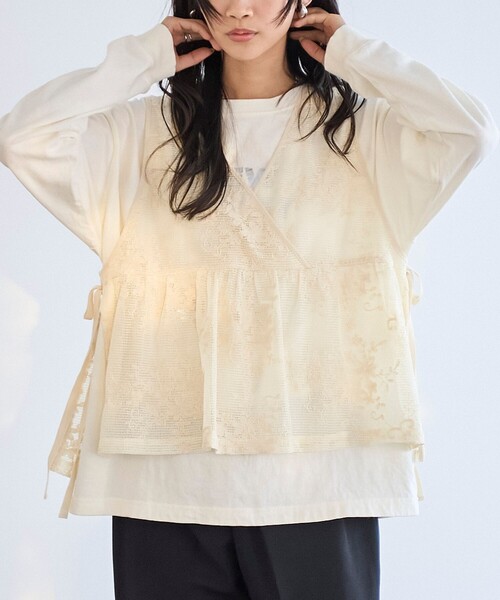 coen(コーエン)の「メッシュレース2WAYベスト(ベスト・レディース・ナチュラル/ブラック・FREE)」の2枚目の写真