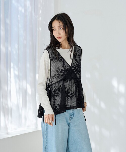 coen(コーエン)の「メッシュレース2WAYベスト(ベスト・レディース・ナチュラル/ブラック・FREE)」の4枚目の写真