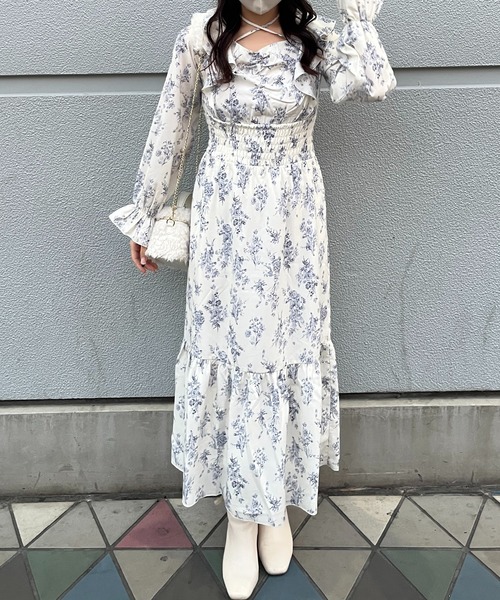 セール】花柄フリルクロスワンピース【ZOZOTOWN限定アイテム