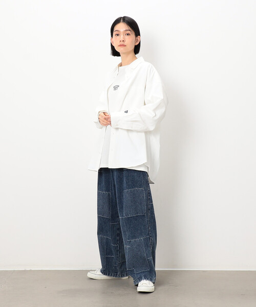 Purple&Yellow（パープルアンドイエロー）の「刺繍ブロード ワイドシャツ（シャツ/ブラウス・メンズ・ホワイト/サックスブルー/ブルー・SMALL/MEDIUM/LARGE）」の8枚目の写真