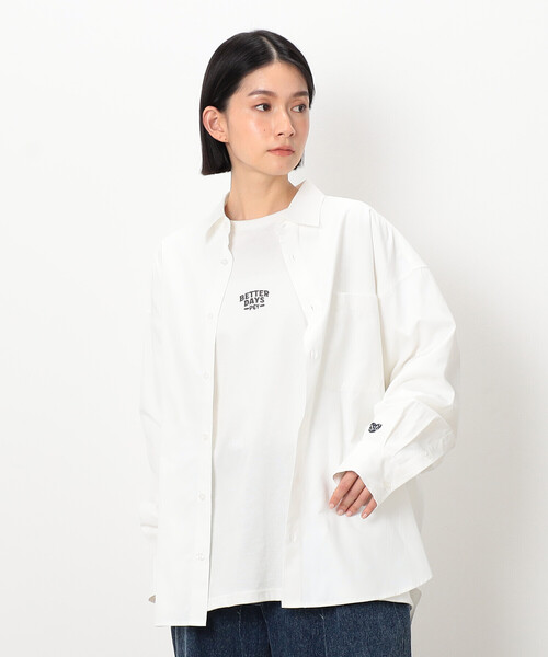 Purple&Yellow（パープルアンドイエロー）の「刺繍ブロード ワイドシャツ（シャツ/ブラウス・メンズ・ホワイト/サックスブルー/ブルー・SMALL/MEDIUM/LARGE）」の10枚目の写真