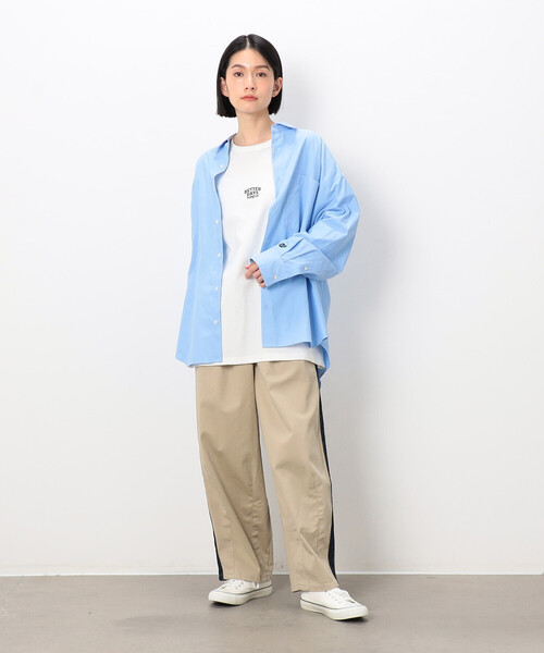 Purple&Yellow（パープルアンドイエロー）の「刺繍ブロード ワイドシャツ（シャツ/ブラウス・メンズ・ホワイト/サックスブルー/ブルー・SMALL/MEDIUM/LARGE）」の16枚目の写真