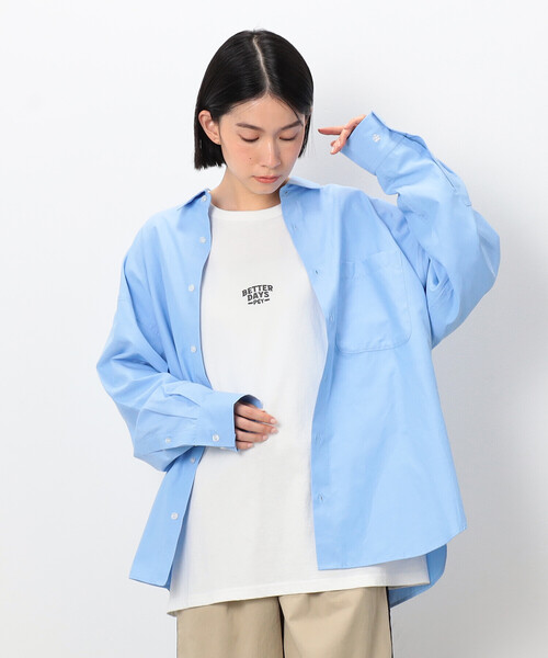 Purple&Yellow（パープルアンドイエロー）の「刺繍ブロード ワイドシャツ（シャツ/ブラウス・メンズ・ホワイト/サックスブルー/ブルー・SMALL/MEDIUM/LARGE）」の19枚目の写真