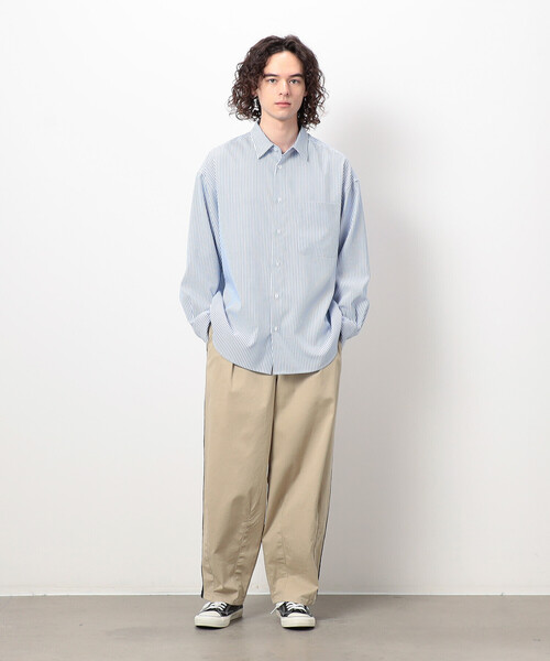 Purple&Yellow（パープルアンドイエロー）の「刺繍ブロード ワイドシャツ（シャツ/ブラウス・メンズ・ホワイト/サックスブルー/ブルー・SMALL/MEDIUM/LARGE）」の21枚目の写真