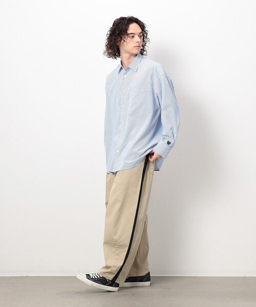 Purple&Yellow（パープルアンドイエロー）の「刺繍ブロード ワイドシャツ（シャツ/ブラウス・メンズ・ホワイト/サックスブルー/ブルー・SMALL/MEDIUM/LARGE）」の22枚目の写真