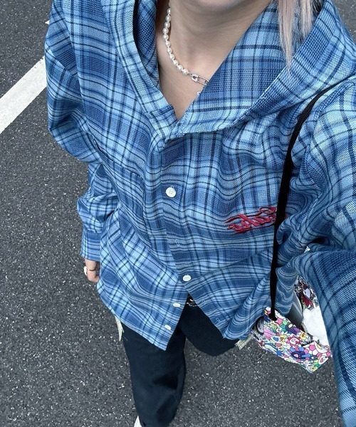 MGV（エムジーヴィー）の「ストリートシャツフーディ（シャツ/ブラウス・メンズ・ブルー/ホワイト・X-LARGE/LARGE/MEDIUM）」の5枚目の写真