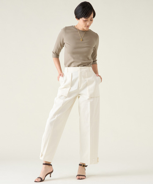 martinique(マルティニーク)の「《定番》フライス5分袖プルオーバー(Tシャツ/カットソー・レディース・ネイビー/ホワイト/クリーム/カーキ・FREE)」の6枚目の写真