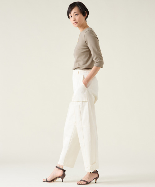 martinique(マルティニーク)の「《定番》フライス5分袖プルオーバー(Tシャツ/カットソー・レディース・ネイビー/ホワイト/クリーム/カーキ・FREE)」の7枚目の写真