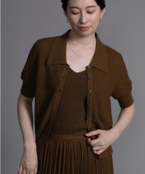 DECADE CLASSIC(ディケイド クラシック)の「【DECADE CLASSIC】シャツカラー半袖カーディガン (SS)(カーディガン/ボレロ・レディース・ホワイト/ベージュ/ブラック/チョコ・FREE)」の4枚目の写真