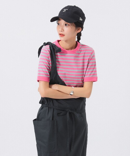 BEAMS BOY(ビームスボーイ)の「ボーダー バインダー ショートスリーブ Tシャツ(Tシャツ/カットソー・レディース・ブルー/ブラック/ピンク/ミント・1/2)」の1枚目の写真