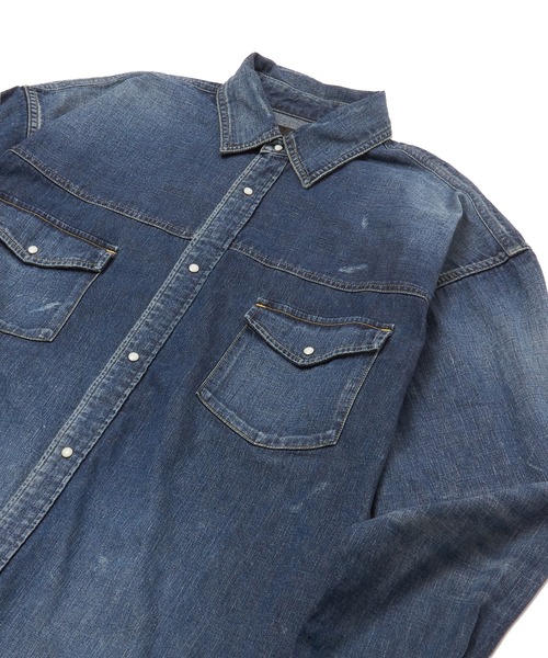 MSML（エムエスエムエル）の「DENIM SHIRT / VINTAGE WASHED（シャツ/ブラウス・メンズ・インディゴブルー・L/M/S/XL）」の9枚目の写真