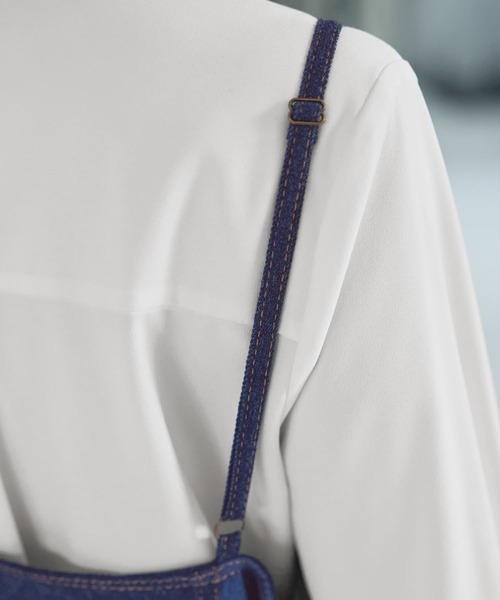 STYLE DELI（スタイルデリ）の「【LUXE】細見え配色デニムキャミワンピース（ワンピース・レディース・ネイビー・MEDIUM/SMALL）」の10枚目の写真