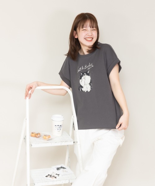 meeny miny(ミーニーマイニー)の「【meeny miny】〈CAT&BAKES 9456〉コラボ "yum yum" BandoT(Tシャツ/カットソー・レディース・ホワイト/グレー/ライトベージュ・MEDIUM/LARGE)」の16枚目の写真