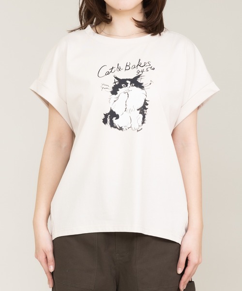 meeny miny(ミーニーマイニー)の「【meeny miny】〈CAT&BAKES 9456〉コラボ "yum yum" BandoT(Tシャツ/カットソー・レディース・ホワイト/グレー/ライトベージュ・MEDIUM/LARGE)」の8枚目の写真