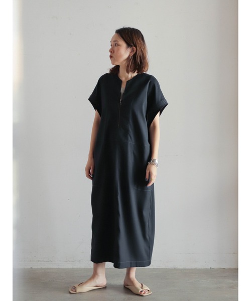 リネンミックスヘリンボーン カフタンワンピース | NOMBRE IMPAIR 