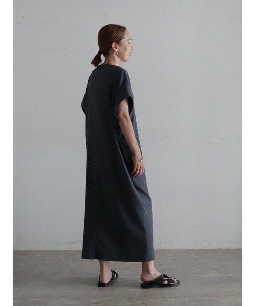 FIL DE FER リネンミックスヘリンボーン　カフタンワンピース　ベージュ 91982343b_b_51_500.jpg