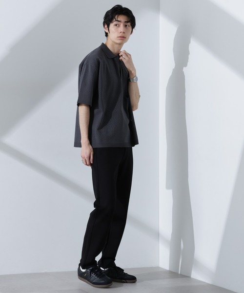 NANO universe（ナノユニバース）の「スキッパーテックニットポロシャツ/半袖（ポロシャツ・メンズ・ブラウン/グレー系その他4/スミクロ・M/L）」の9枚目の写真