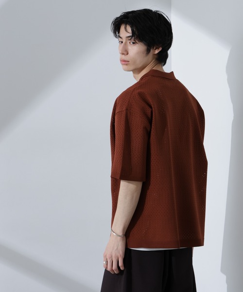 NANO universe（ナノユニバース）の「スキッパーテックニットポロシャツ/半袖（ポロシャツ・メンズ・ブラウン/グレー系その他4/スミクロ・M/L）」の14枚目の写真