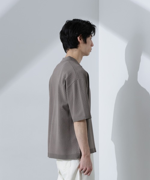 NANO universe（ナノユニバース）の「スキッパーテックニットポロシャツ/半袖（ポロシャツ・メンズ・ブラウン/グレー系その他4/スミクロ・M/L）」の20枚目の写真