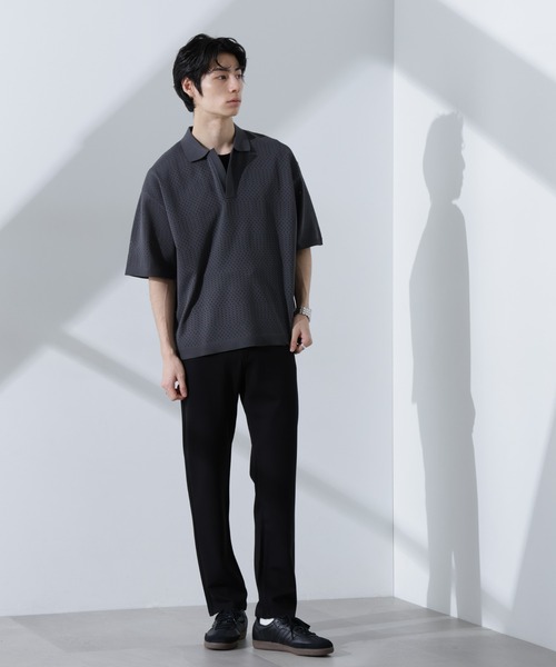 NANO universe（ナノユニバース）の「スキッパーテックニットポロシャツ/半袖（ポロシャツ・メンズ・ブラウン/グレー系その他4/スミクロ・M/L）」の8枚目の写真