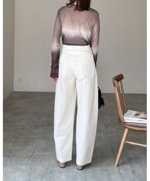 セール】グラデーションクルーネック長袖シースルー/シアー