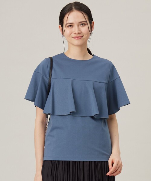 自由区(ジユウク)の「ハイツイストポンチフレアディティール カットソー(Tシャツ/カットソー・レディース・ライトグレー系/ダルブルー系/ネイビー系/アイボリー系・46/44)」の4枚目の写真