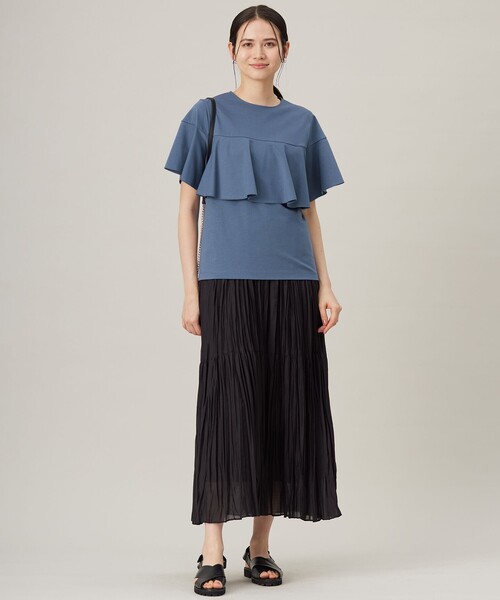 自由区(ジユウク)の「ハイツイストポンチフレアディティール カットソー(Tシャツ/カットソー・レディース・ライトグレー系/ダルブルー系/ネイビー系/アイボリー系・46/44)」の14枚目の写真