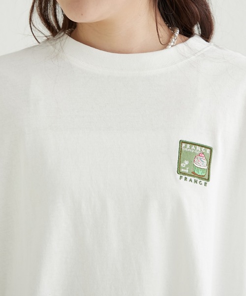 Another Branch olive des olive（アナザーブランチオリーブデオリーブ）の「ワッペンロンT（Tシャツ/カットソー・レディース・オートミール/スミクロ/オフホワイト・FREE）」の4枚目の写真