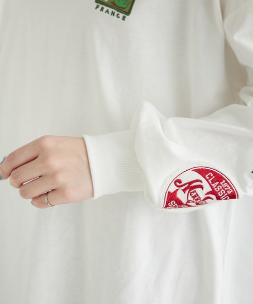 Another Branch olive des olive（アナザーブランチオリーブデオリーブ）の「ワッペンロンT（Tシャツ/カットソー・レディース・オートミール/スミクロ/オフホワイト・FREE）」の5枚目の写真