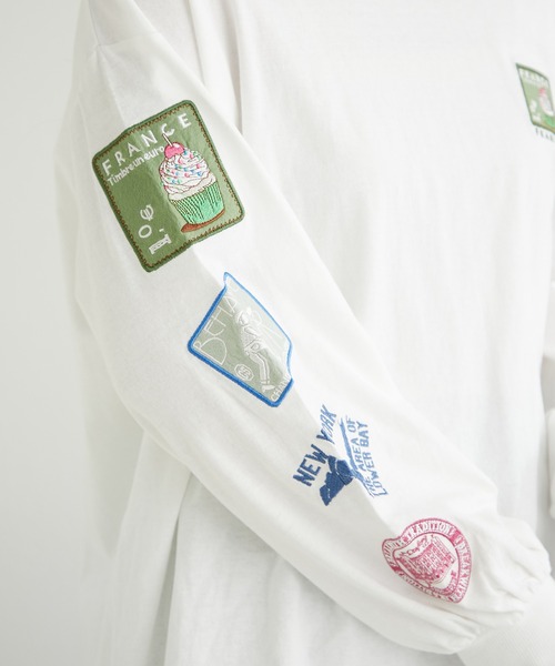 Another Branch olive des olive（アナザーブランチオリーブデオリーブ）の「ワッペンロンT（Tシャツ/カットソー・レディース・オートミール/スミクロ/オフホワイト・FREE）」の8枚目の写真