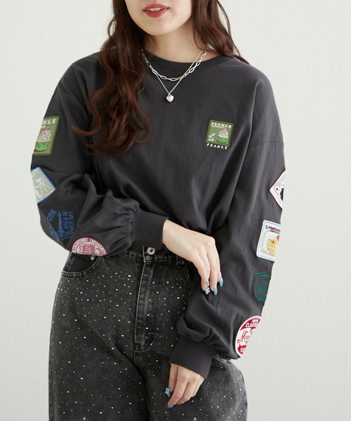 Another Branch olive des olive（アナザーブランチオリーブデオリーブ）の「ワッペンロンT（Tシャツ/カットソー・レディース・オートミール/スミクロ/オフホワイト・FREE）」の15枚目の写真