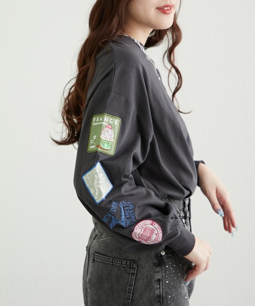 Another Branch olive des olive（アナザーブランチオリーブデオリーブ）の「ワッペンロンT（Tシャツ/カットソー・レディース・オートミール/スミクロ/オフホワイト・FREE）」の16枚目の写真