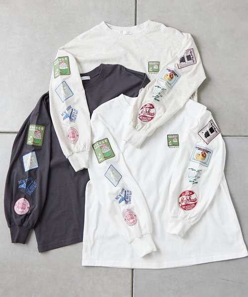 Another Branch olive des olive（アナザーブランチオリーブデオリーブ）の「ワッペンロンT（Tシャツ/カットソー・レディース・オートミール/スミクロ/オフホワイト・FREE）」の9枚目の写真