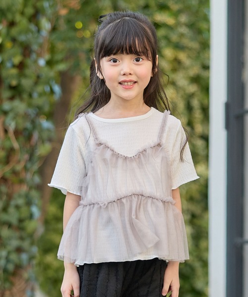 Piet(ピエット)の「ラメチュールビスチェ×カットソー セット(Tシャツ/カットソー・キッズ・ブラック/グレー・100/110/120/130)」の5枚目の写真