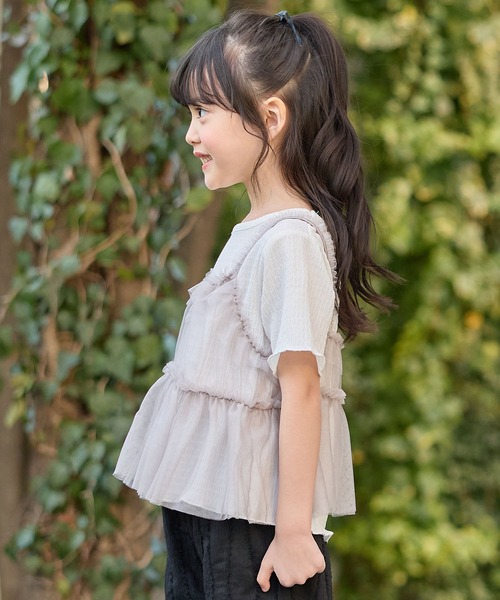 Piet(ピエット)の「ラメチュールビスチェ×カットソー セット(Tシャツ/カットソー・キッズ・ブラック/グレー・100/110/120/130)」の6枚目の写真