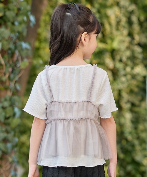 Piet(ピエット)の「ラメチュールビスチェ×カットソー セット(Tシャツ/カットソー・キッズ・ブラック/グレー・100/110/120/130)」の7枚目の写真