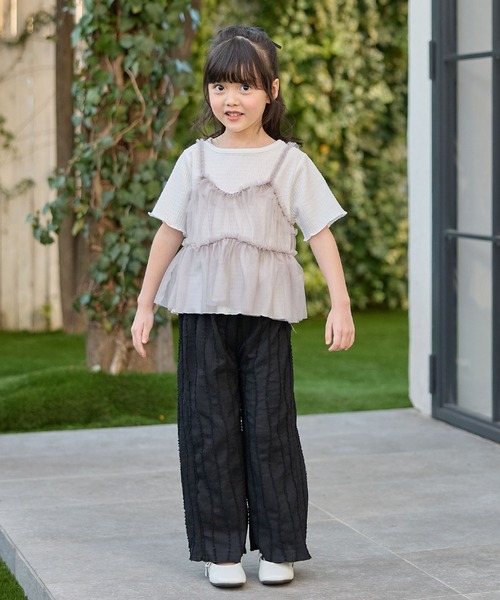 Piet(ピエット)の「ラメチュールビスチェ×カットソー セット(Tシャツ/カットソー・キッズ・ブラック/グレー・100/110/120/130)」の4枚目の写真