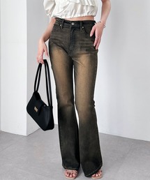 solleim | 美脚ヴィンテージ加工フレアデニム(デニムパンツ)