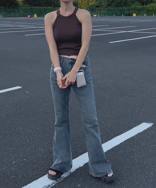 solleim（ソルレム）の「美脚ヴィンテージ加工フレアデニム（デニムパンツ・レディース・ブルー/ネイビー/インディゴブルー・S/M/L）」の8枚目の写真