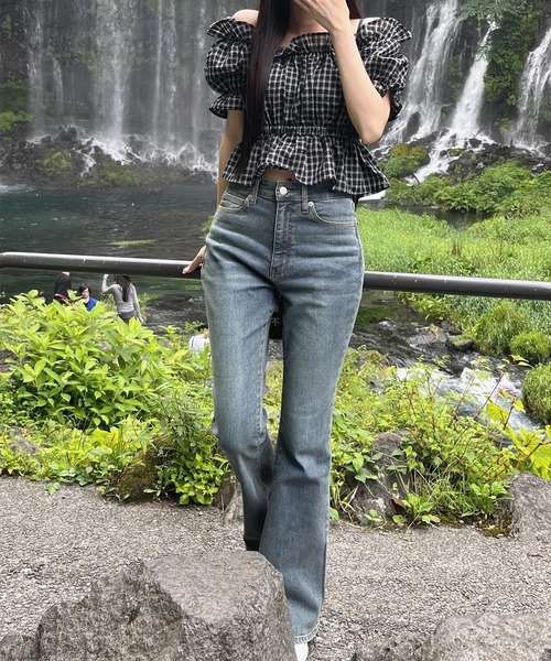 solleim（ソルレム）の「美脚ヴィンテージ加工フレアデニム（デニム