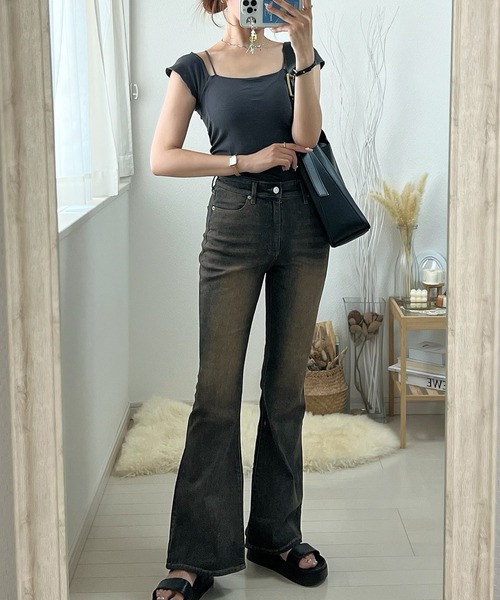 solleim（ソルレム）の「美脚ヴィンテージ加工フレアデニム（デニム