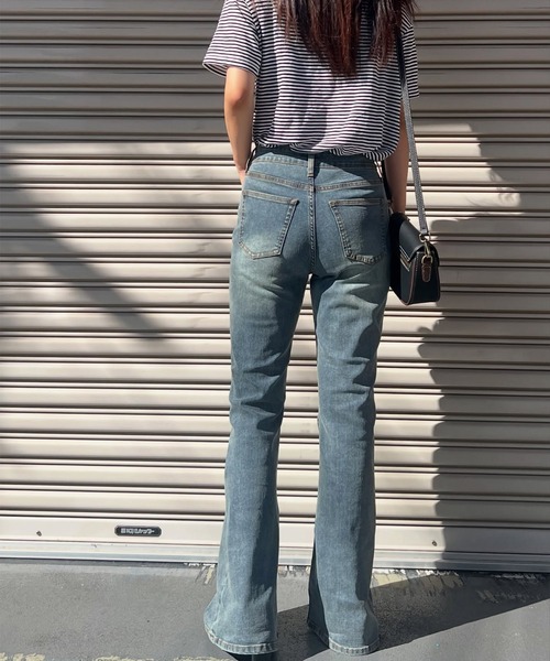 solleim（ソルレム）の「美脚ヴィンテージ加工フレアデニム（デニムパンツ・レディース・ブルー/ネイビー/インディゴブルー・S/M/L）」の15枚目の写真