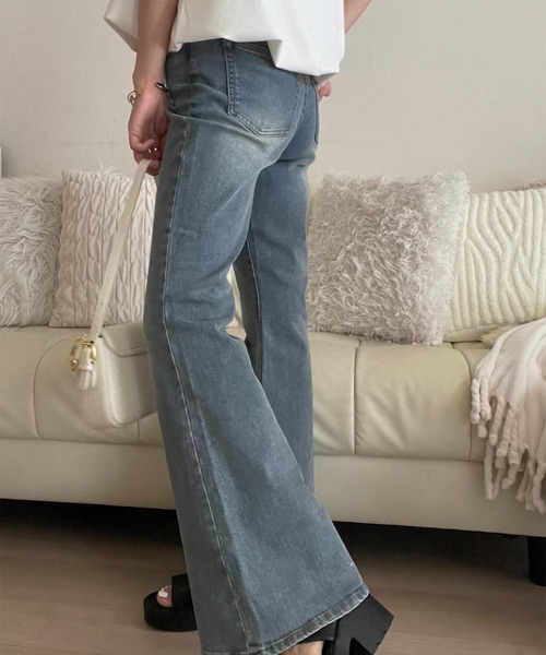 solleim（ソルレム）の「美脚ヴィンテージ加工フレアデニム（デニムパンツ・レディース・ブルー/ネイビー/インディゴブルー・S/M/L）」の19枚目の写真